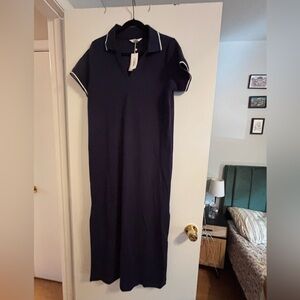 SPANX Navy Maxi Polo Dress with White Trim